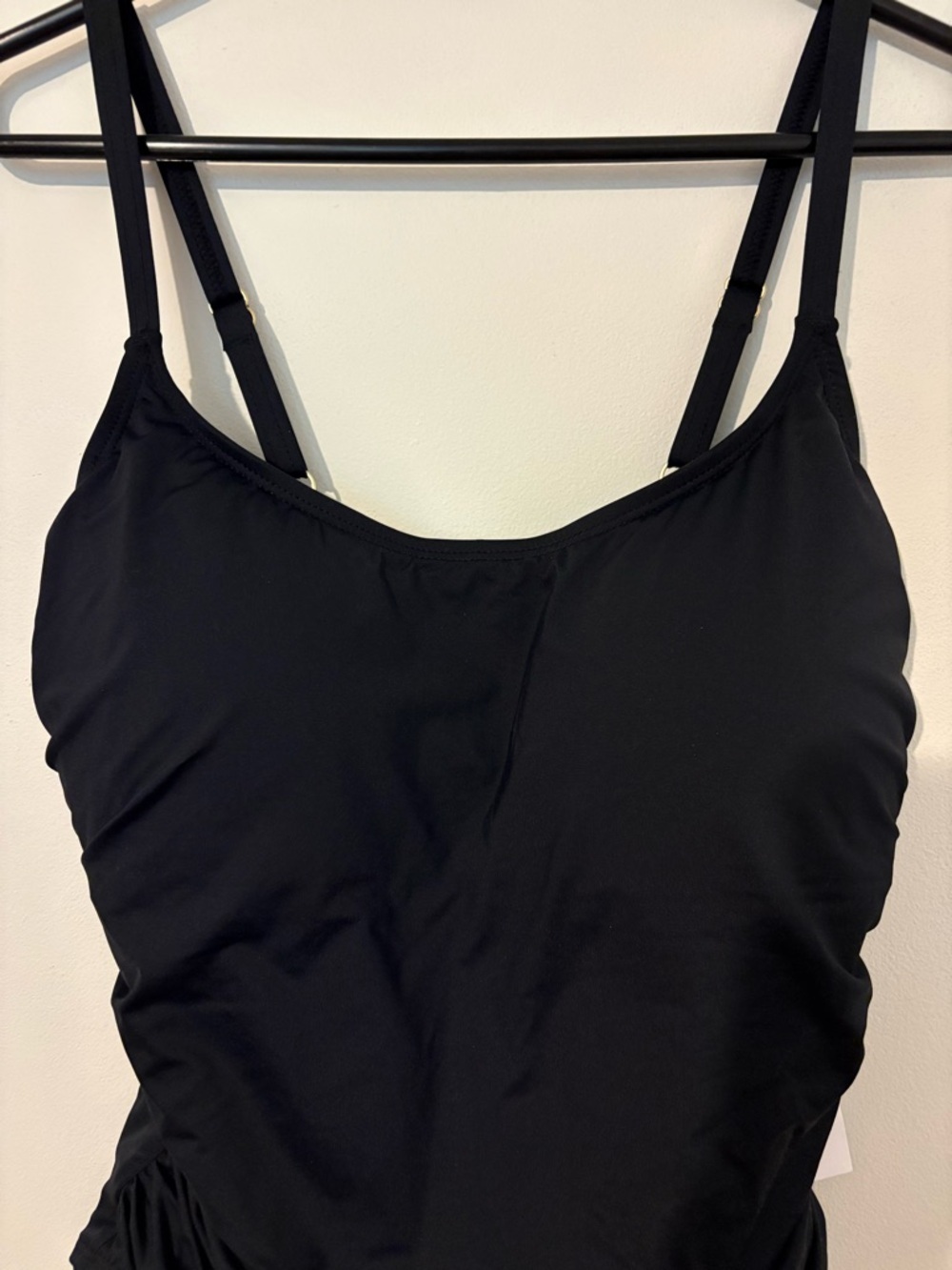 La Blanca Black Ruched One-Piece Swimsuit Tummy Control Resort Beach Swimwear - Picture 6 of 10